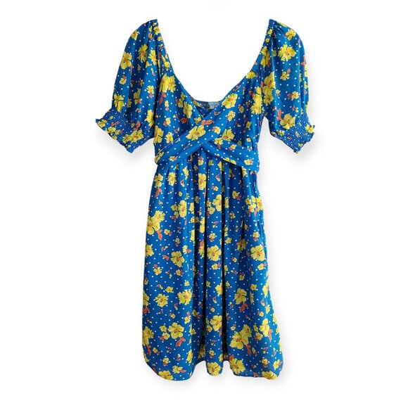 Draper James Blue Mini Dress XS - Polka Dot Floral Style - Picture 6 of 16